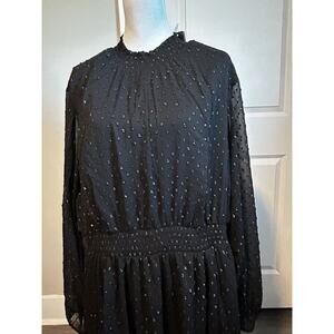 Torrid Dress Size 2X Black Clip Dot Blouson Knee Length Lined - worn only once